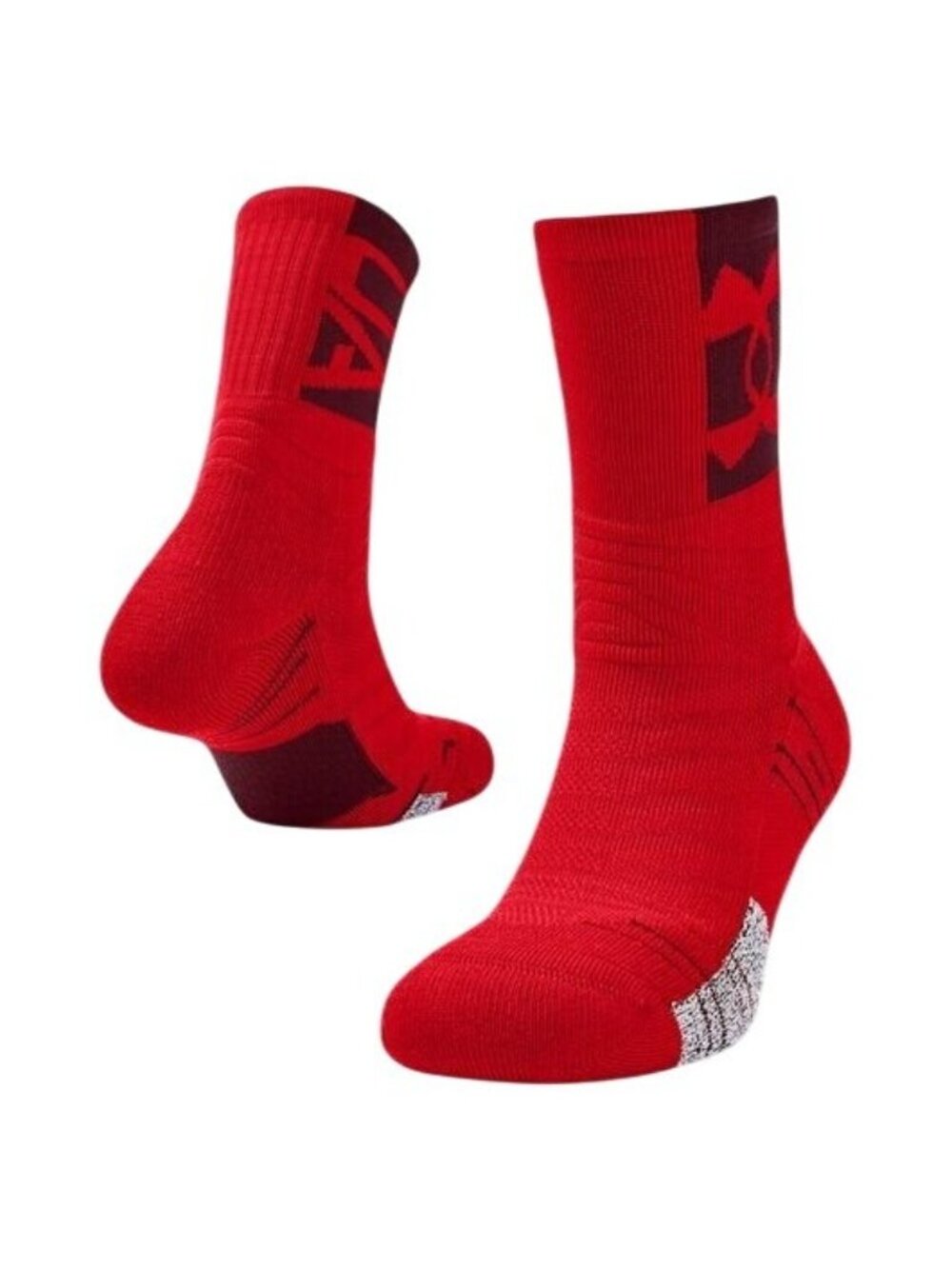 Under Armour Red Crew Socks Athletic Performance Compression Fit Size OS